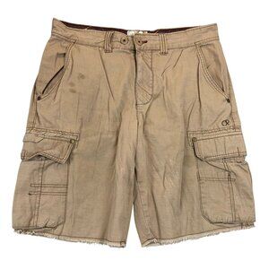 OP Ocean Pacific Mens Cargo Shorts Size 36W Tan Frayed Hem Casual Outdoor